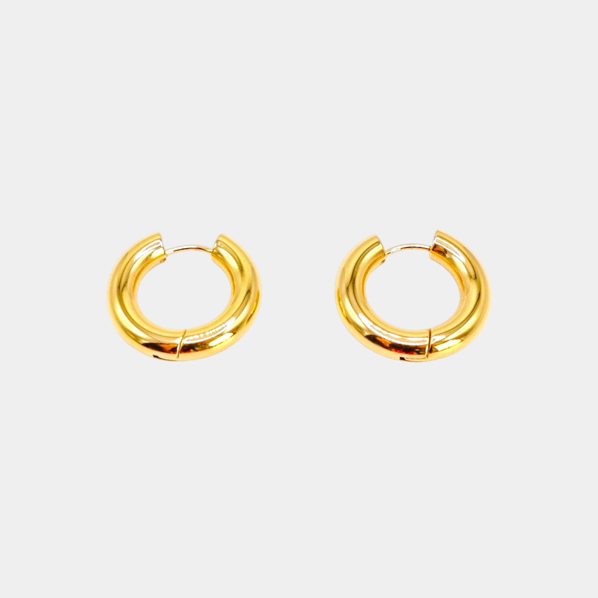 Chloe 2.4cm gold hypoallergenic hoops comparison photo 