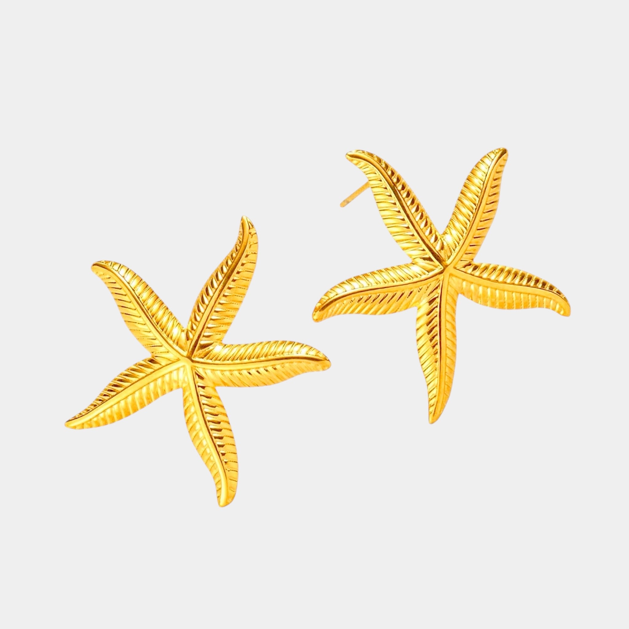 18k gold plated hypoallergenic stainless steel statement earrings sienna starfish display photo trendy summer