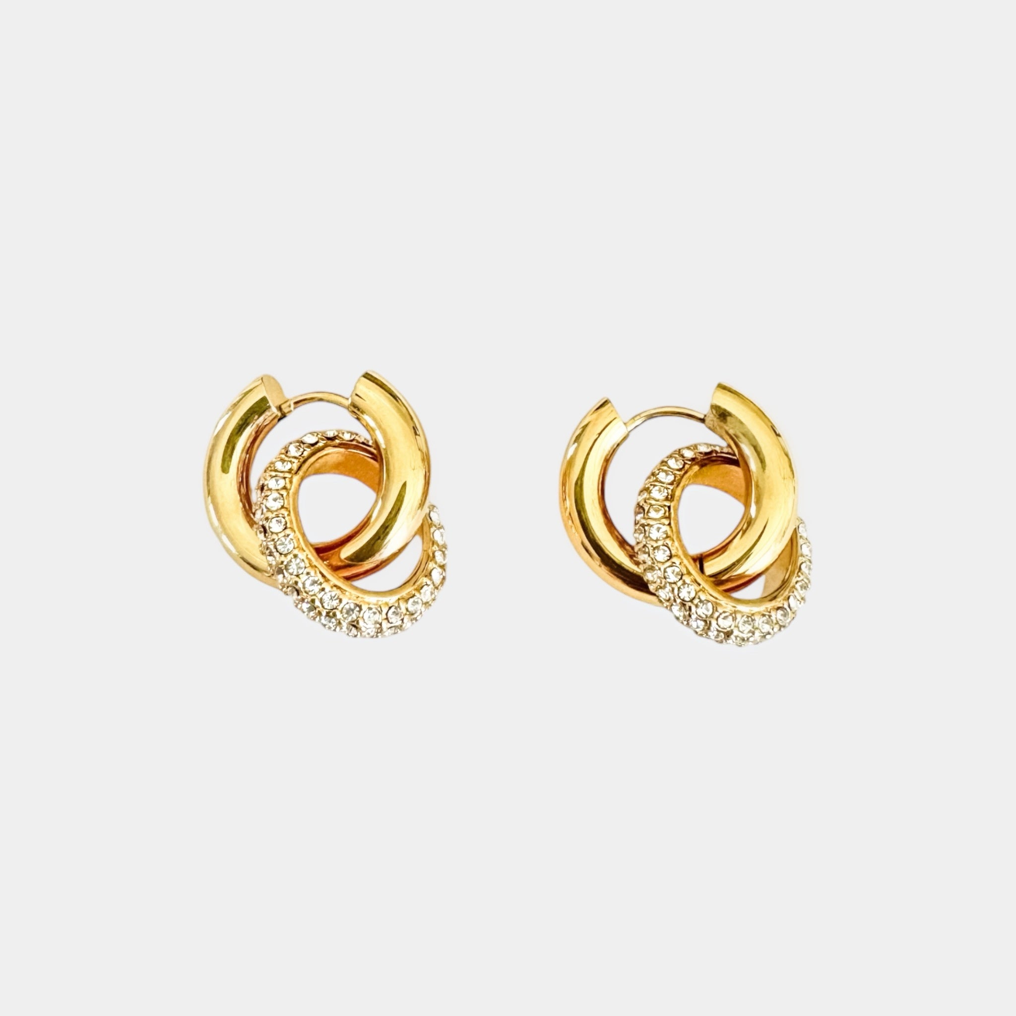 18k gold stainless steel statement earrings  drop diamond hoop nyla display photo