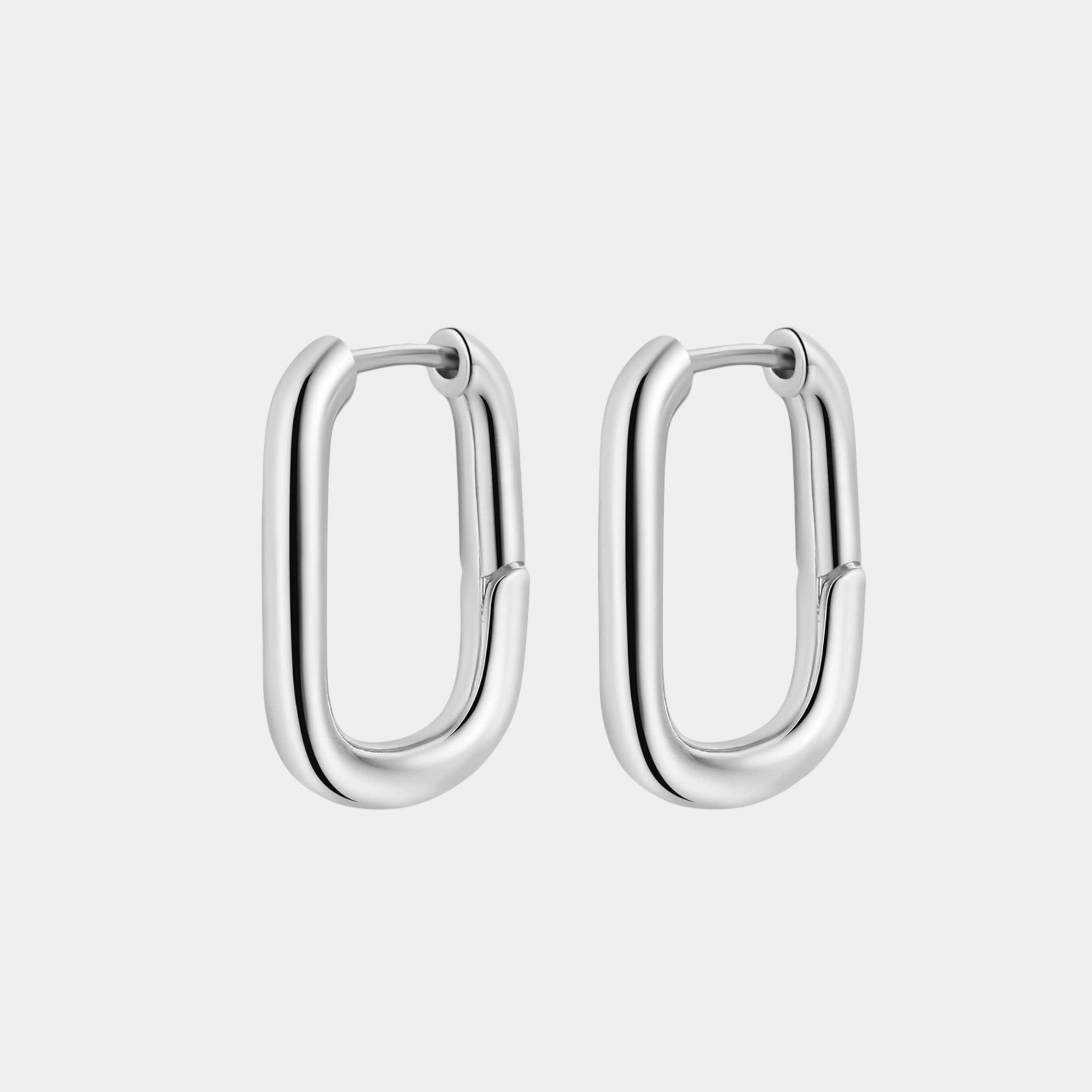 18k gold rectangle stainless steel surgical u shaped huggie hoop earrings display londyn