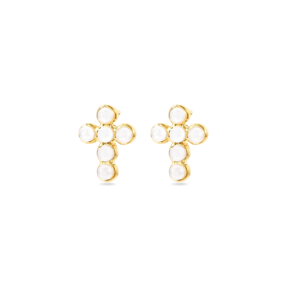 Cross Pearl Studs - Earring