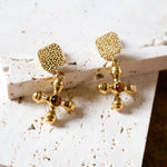 18k gold plated stainless steel surgical statement earring faith  cross earring display photo 